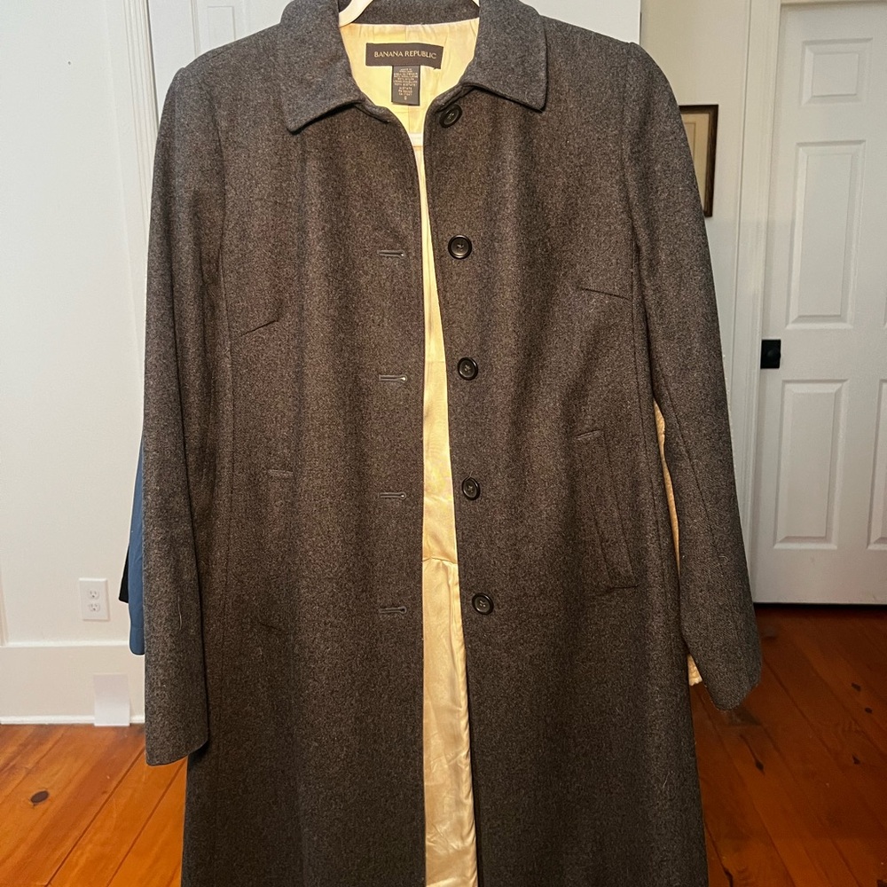 Banana Republic Gray Trench Coat Classic Tailored Design